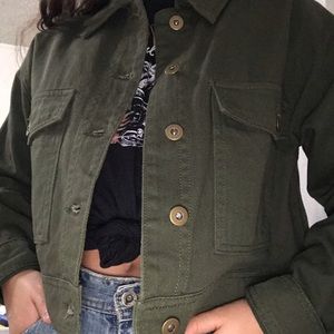 crop green jean jacket